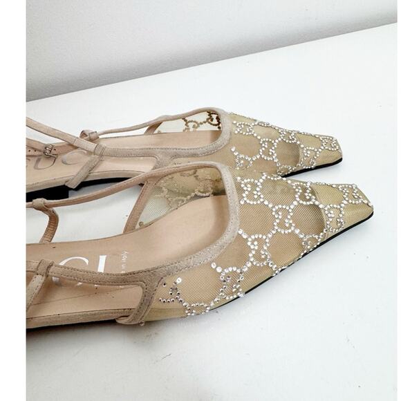 GUCCI Demi Crystal GG Slingback Ballerina Flats size 39 - Picture 6 of 12